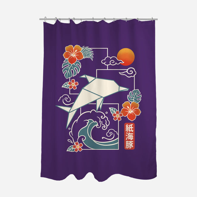 Origami Dolphin-None-Polyester-Shower Curtain-NemiMakeit