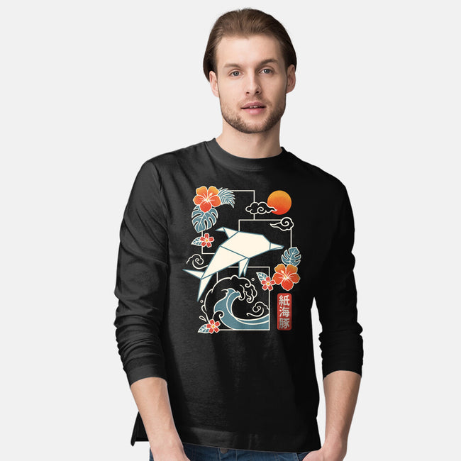 Origami Dolphin-Mens-Long Sleeved-Tee-NemiMakeit