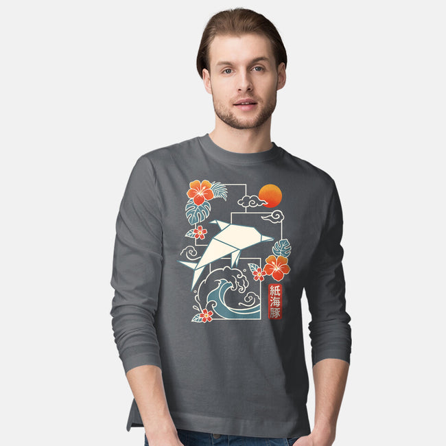 Origami Dolphin-Mens-Long Sleeved-Tee-NemiMakeit