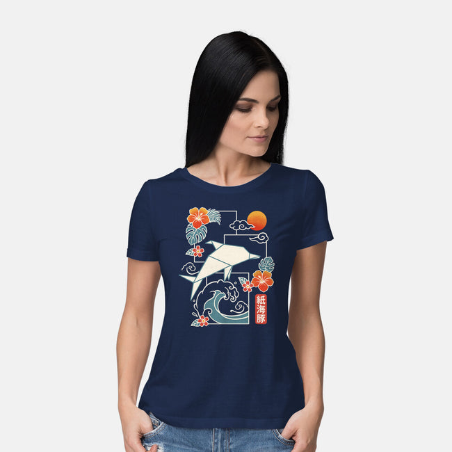 Origami Dolphin-Womens-Basic-Tee-NemiMakeit