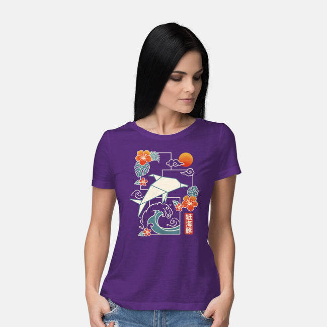 Origami Dolphin-Womens-Basic-Tee-NemiMakeit