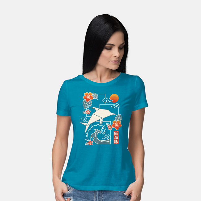 Origami Dolphin-Womens-Basic-Tee-NemiMakeit