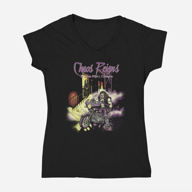 Chaos Reigns-Womens-V-Neck-Tee-Betmac