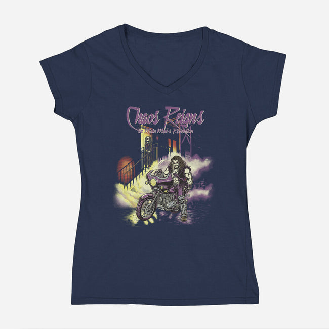 Chaos Reigns-Womens-V-Neck-Tee-Betmac