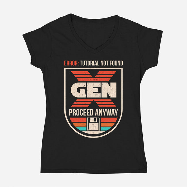 Gen X No Tutorial Needed-Womens-V-Neck-Tee-sachpica