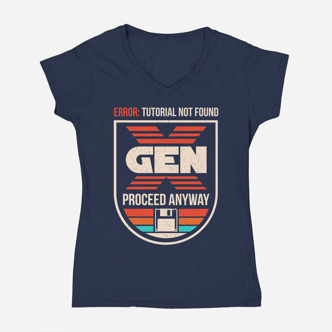 Gen X No Tutorial Needed-Womens-V-Neck-Tee-sachpica