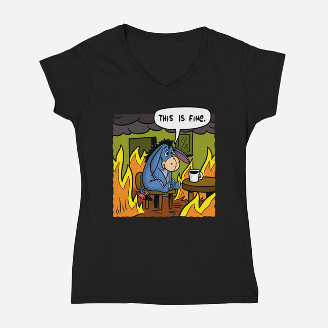 Stuffed Donkey Is Fine-Womens-V-Neck-Tee-Barbadifuoco