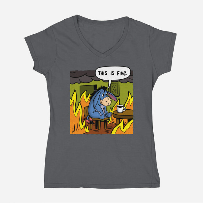 Stuffed Donkey Is Fine-Womens-V-Neck-Tee-Barbadifuoco
