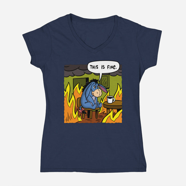 Stuffed Donkey Is Fine-Womens-V-Neck-Tee-Barbadifuoco