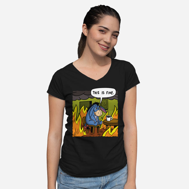 Stuffed Donkey Is Fine-Womens-V-Neck-Tee-Barbadifuoco