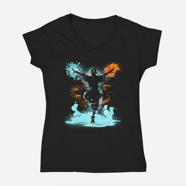 The Elemental Master-Womens-V-Neck-Tee-kharmazero