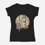 Tea Cat Ceremony-Womens-V-Neck-Tee-vp021