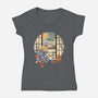 Tea Cat Ceremony-Womens-V-Neck-Tee-vp021