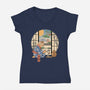 Tea Cat Ceremony-Womens-V-Neck-Tee-vp021