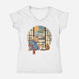 Tea Cat Ceremony-Womens-V-Neck-Tee-vp021