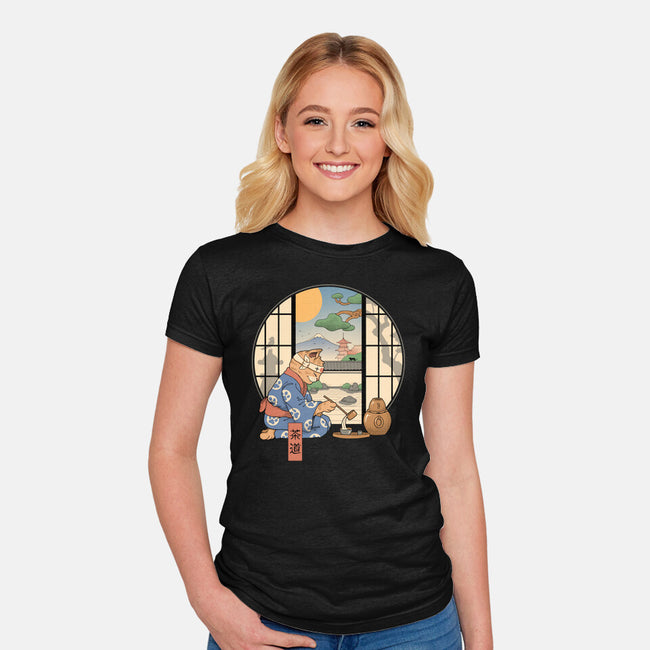 Tea Cat Ceremony-Womens-Fitted-Tee-vp021