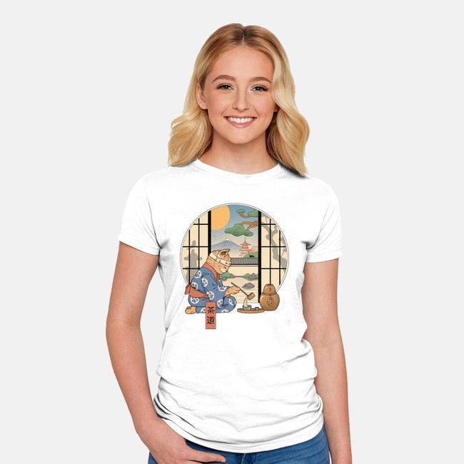 Tea Cat Ceremony-Womens-Fitted-Tee-vp021