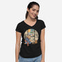 Tea Cat Ceremony-Womens-V-Neck-Tee-vp021