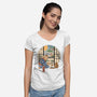 Tea Cat Ceremony-Womens-V-Neck-Tee-vp021