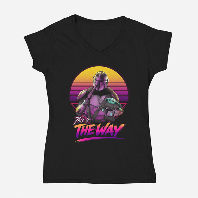 Bounty Hunter In Retro-Womens-V-Neck-Tee-ddjvigo
