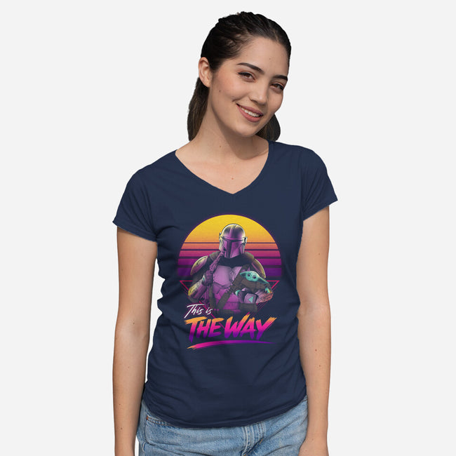 Bounty Hunter In Retro-Womens-V-Neck-Tee-ddjvigo