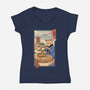 Bonsai Cat Meowster-Womens-V-Neck-Tee-vp021