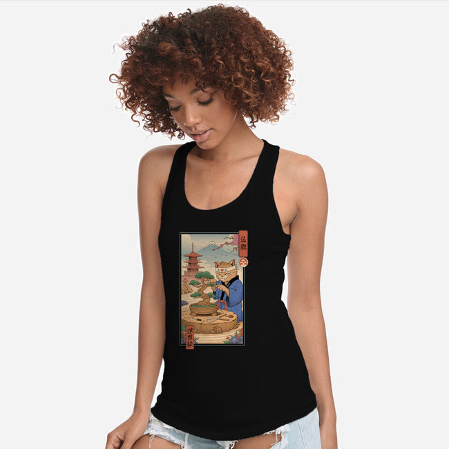 Bonsai Cat Meowster-Womens-Racerback-Tank-vp021