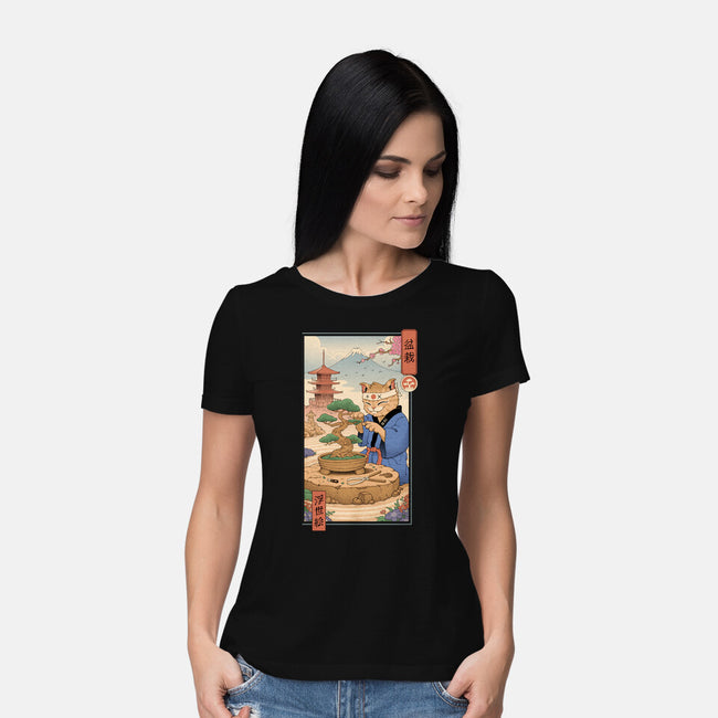 Bonsai Cat Meowster-Womens-Basic-Tee-vp021