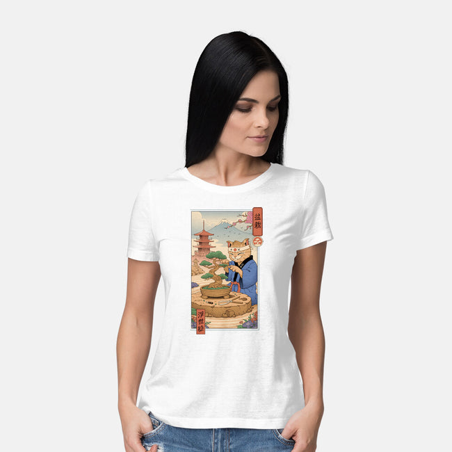 Bonsai Cat Meowster-Womens-Basic-Tee-vp021