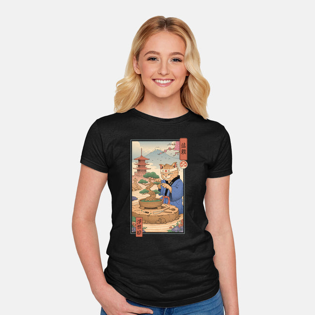 Bonsai Cat Meowster-Womens-Fitted-Tee-vp021