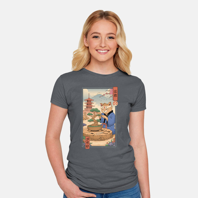 Bonsai Cat Meowster-Womens-Fitted-Tee-vp021