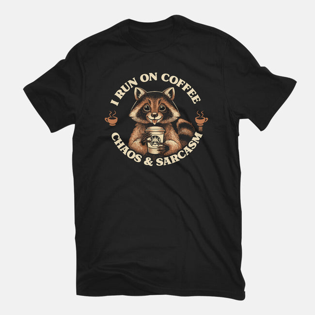 I Run On Coffee Chaos And Sarcasm-Womens-Fitted-Tee-worlddominationforcats