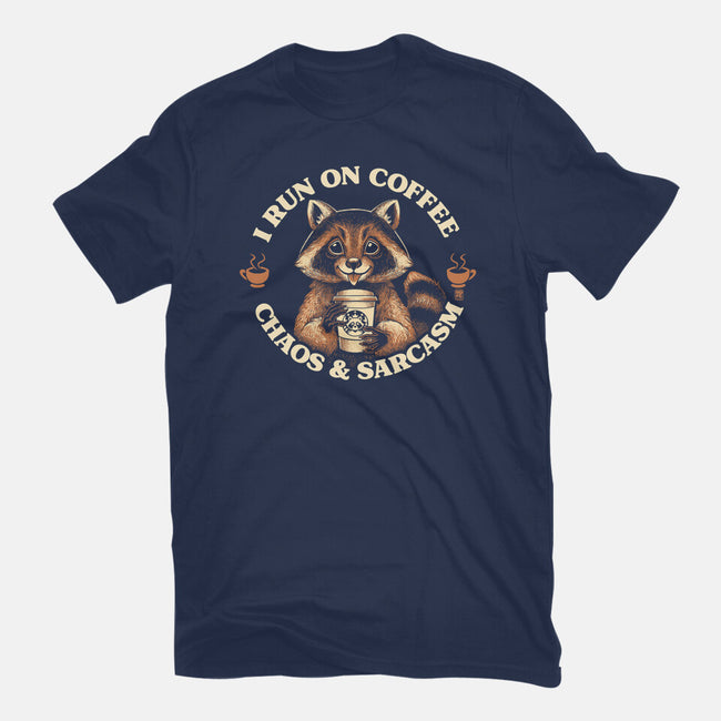 I Run On Coffee Chaos And Sarcasm-Unisex-Basic-Tee-worlddominationforcats
