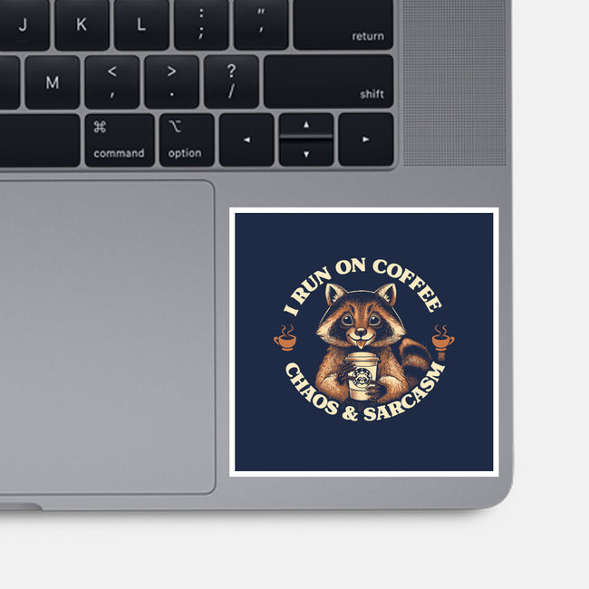 I Run On Coffee Chaos And Sarcasm-None-Glossy-Sticker-worlddominationforcats