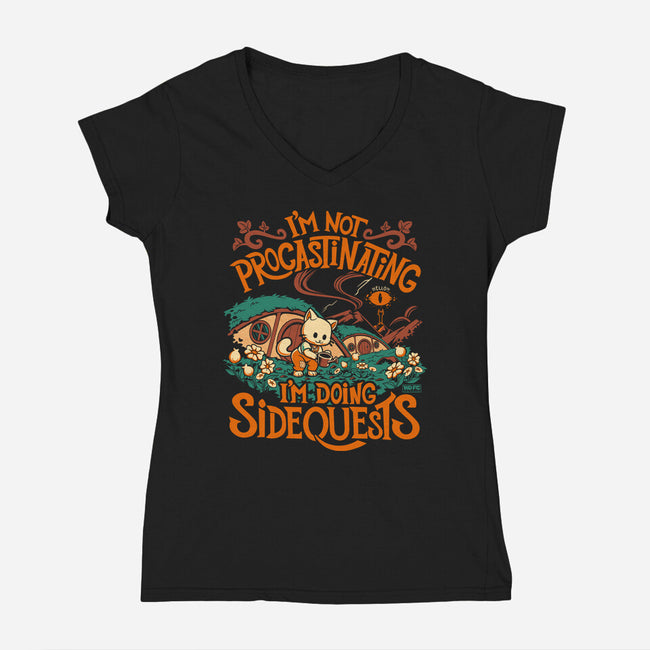 I'm Doing Side Quests Middle Earth-Womens-V-Neck-Tee-worlddominationforcats