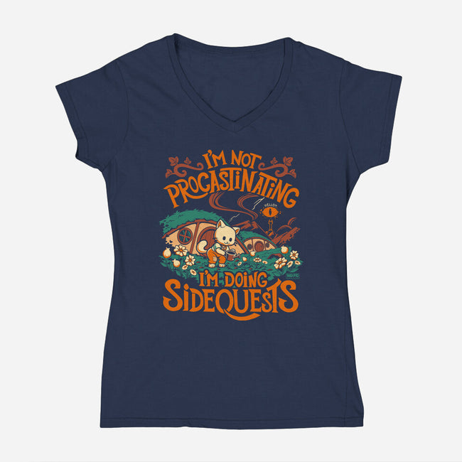 I'm Doing Side Quests Middle Earth-Womens-V-Neck-Tee-worlddominationforcats
