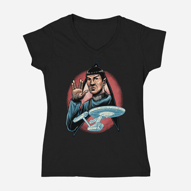 Journey To The Unknown-Womens-V-Neck-Tee-glitchygorilla