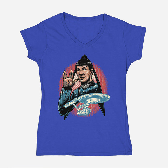 Journey To The Unknown-Womens-V-Neck-Tee-glitchygorilla