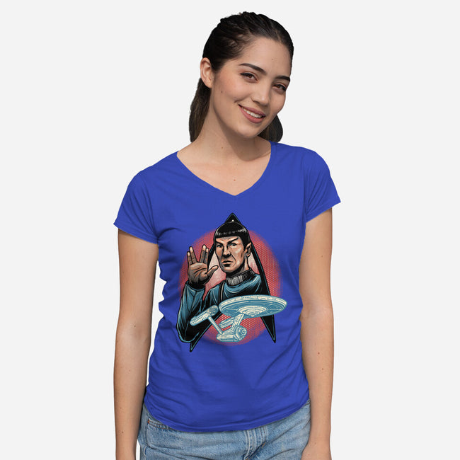 Journey To The Unknown-Womens-V-Neck-Tee-glitchygorilla