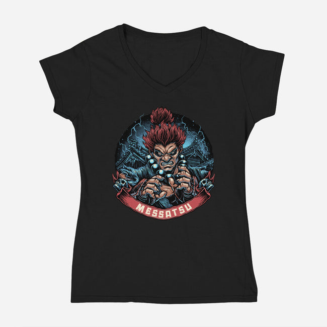 Seek Annihilation-Womens-V-Neck-Tee-glitchygorilla