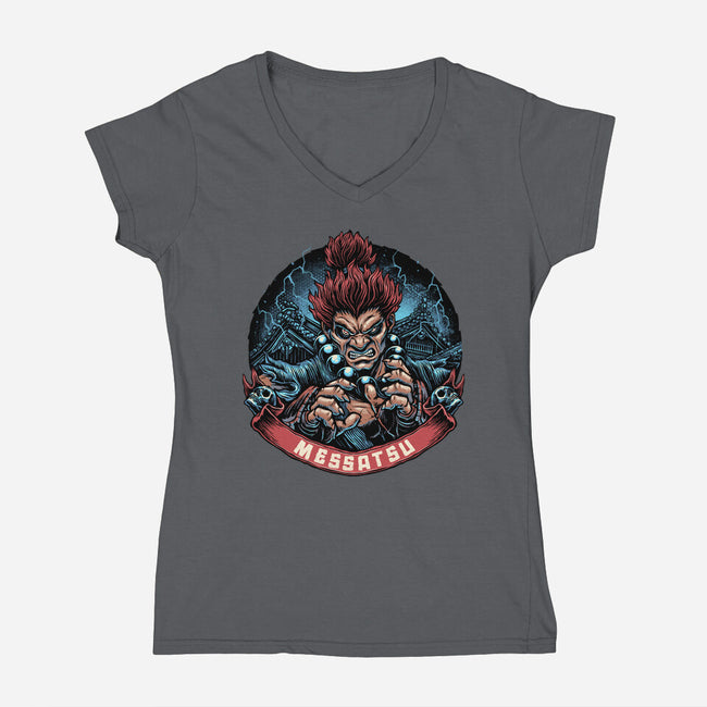 Seek Annihilation-Womens-V-Neck-Tee-glitchygorilla