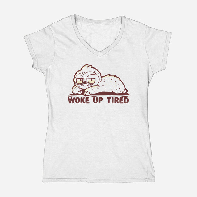 Woke Up Tired Sloth-Womens-V-Neck-Tee-TechraNova
