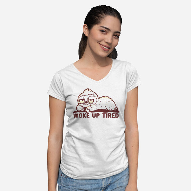 Woke Up Tired Sloth-Womens-V-Neck-Tee-TechraNova