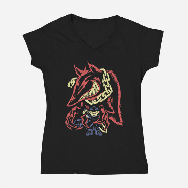 Bad Influence-Womens-V-Neck-Tee-Henrique Torres