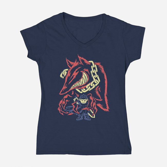 Bad Influence-Womens-V-Neck-Tee-Henrique Torres