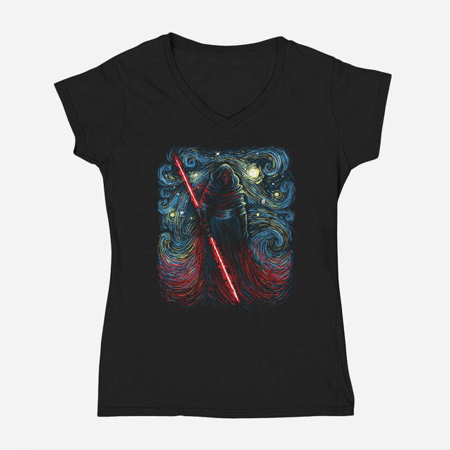 Starry Shadow Lord-Womens-V-Neck-Tee-zascanauta