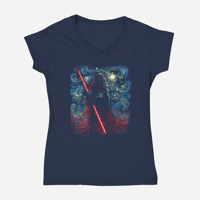 Starry Shadow Lord-Womens-V-Neck-Tee-zascanauta