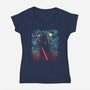 Starry Shadow Lord-Womens-V-Neck-Tee-zascanauta