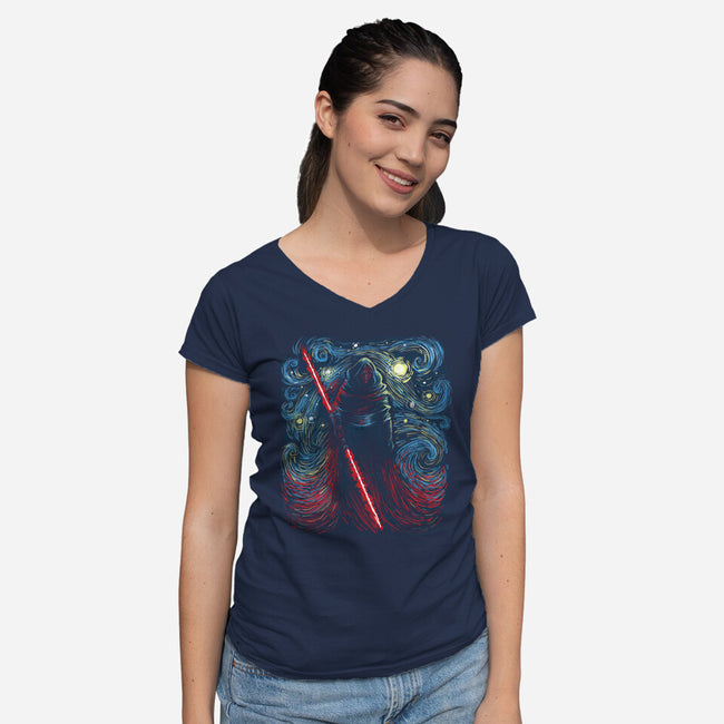 Starry Shadow Lord-Womens-V-Neck-Tee-zascanauta