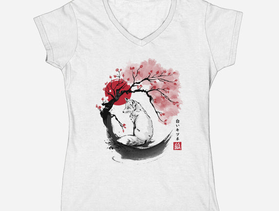White Kitsune Sumi-e